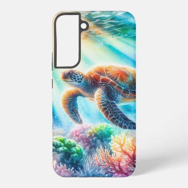 Funda Para Samsung Galaxy Bajo el océano, la tortuga marina (Reverso )