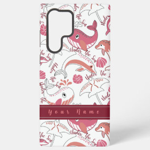 Funda Para Samsung Galaxy S22 Ultra Bajo la imagen del patrón de animales marinos cura