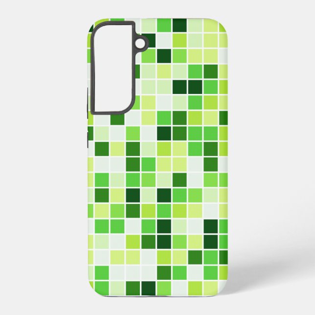 Funda Para Samsung Galaxy Baldosas de piscina, mosaicos verdes, patrón geomé (Reverso )