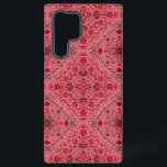 Funda Para Samsung Galaxy S22 Ultra Baldosas florales en rojo y rosa de la sandía<br><div class="desc">Baldosas florales pintadas a mano,  flores,  escarabajos,  mariposas</div>