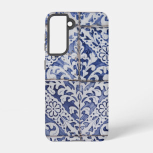 Funda Para Samsung Galaxy S21 Baldosas portuguesas - Azulejo Floral azul y blanc