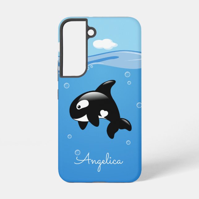 Funda Para Samsung Galaxy Ballena orca pura en el océano con nombre personal (Reverso )