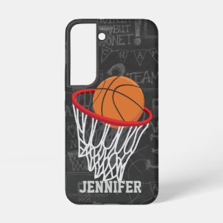 Funda Para Samsung Galaxy S22 Baloncesto de Chalkboard y Hoop personalizados