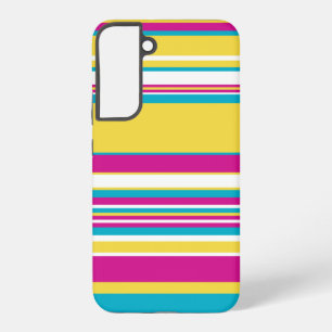 Funda Para Samsung Galaxy S22+ Bandas complejas: turquesa, amarilla, rosa y blanc