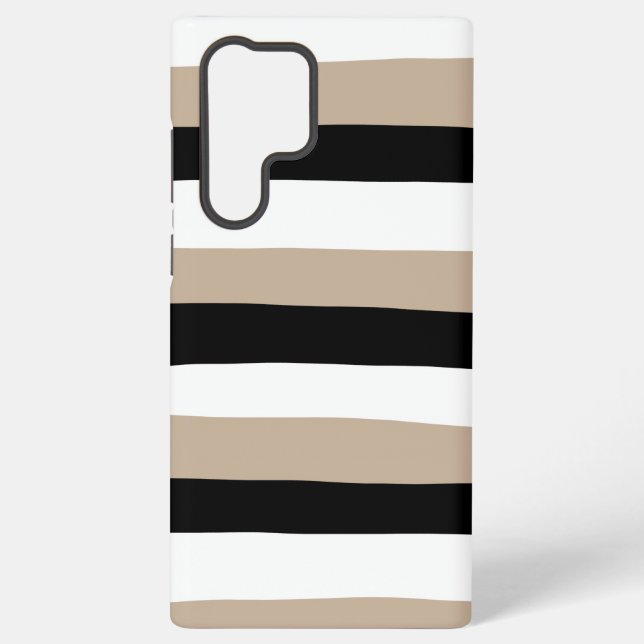 Funda Para Samsung Galaxy Bandas desiguales - Taupe, negro y blanco (Reverso )