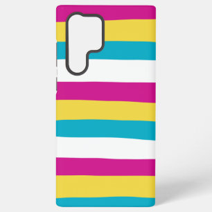 Funda Para Samsung Galaxy S22 Ultra Bandas desiguales: turquesa, amarilla, rosa y blan