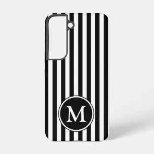 Funda Para Samsung Galaxy S22 Bandas Modernas De Monograma Negro Y Blanco
