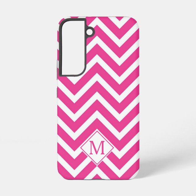 Funda Para Samsung Galaxy Bandas modernas monográficas rosadas de chevron (Reverso )