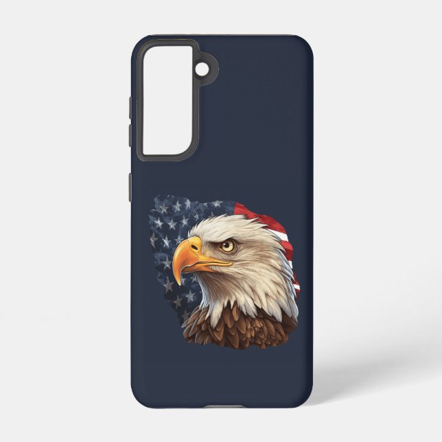 Funda Para Samsung Galaxy Bandera americana águila calva (Reverso )