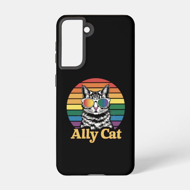 Funda Para Samsung Galaxy Bandera arcoiris LGBTQ de Ally Cat (Reverso )