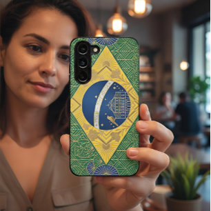 Funda Para Samsung Galaxy S22 Bandera con patrimonio Art Deco   Estilo Brasil añ