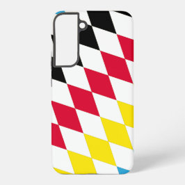 Funda Para Samsung Galaxy S22+ Bandera de Baviera con patrón de diamante negro ro