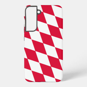 Funda Para Samsung Galaxy S22+ Bandera de diamante de Baviera roja y blanca con p