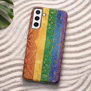 Funda Para Samsung Galaxy S22 Bandera de orgullo Art Deco   Arcoíris I Vintage a