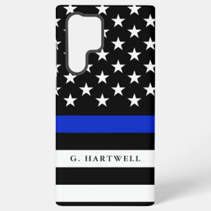 Funda Para Samsung Galaxy S22 Ultra Bandera de policía con nombre personalizado
