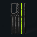 Funda Para Samsung Galaxy S21 Bandera estadounidense de los trabajadores de la l<br><div class="desc">Thin Neon Line Road Construction,  Highway Safety,  Tow Truck y un trabajador del transporte tributan la bandera estadounidense</div>