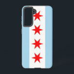 Funda Para Samsung Galaxy S21 Bandera Funda Samsung Galaxy S21 de Chicago, EE.UU<br><div class="desc">Transforme su Samsung Galaxy S21 en un símbolo de orgullo de Chicago con nuestra exclusiva portada telefónica con la bandera de la ciudad! Diseñada con precisión, esta portada muestra orgullosamente los elementos icónicos de la bandera de Chicago. El diseño presenta cuatro estrellas rojas que representan eventos históricos: Fort Dearborn, el...</div>