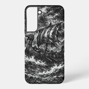 Funda Para Samsung Galaxy S22+ Barco largo vikingo en la tormenta — Ink Saga Art