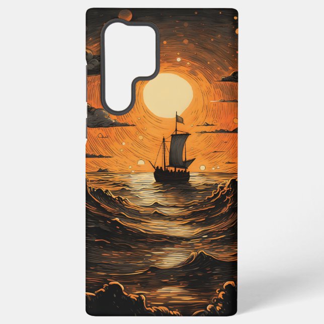 Funda Para Samsung Galaxy Barco navegando por la noche (Reverso )