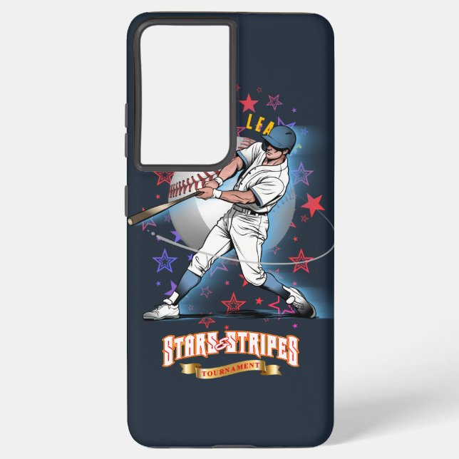 Funda Para Samsung Galaxy Baseball Stars & Stripes (Modo oscuro) | (Reverso )