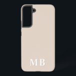 Funda Para Samsung Galaxy S22  Beige | Monograma inicial mínimo moderno<br><div class="desc">Este elegante diseño de estuches de teléfono presenta un diseño moderno y sencillo con un tema de color beige. Haz uno de los casos más bonitos con las iniciales y el nombre del personalizado. Será un regalo genial y único para alguien especial o para ti mismo. Si desea cambiar las...</div>