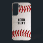 Funda Para Samsung Galaxy S22  Béisbol con nombre personalizado<br><div class="desc">Fotografía macro de un nuevo béisbol con costura roja. Un regalo perfecto para los aficionados al béisbol o al softball.</div>