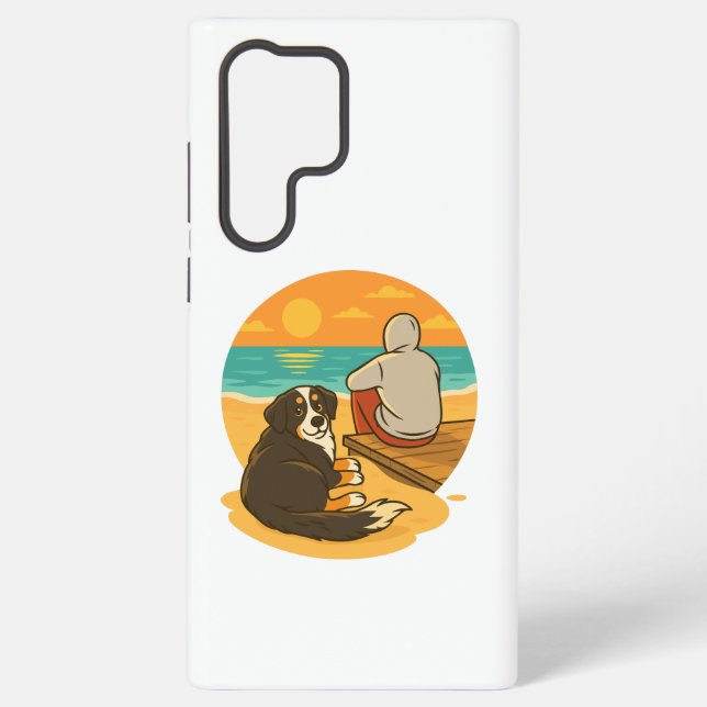 Funda Para Samsung Galaxy Bernese Mountain Dog Sunset Beach Companion (Reverso )