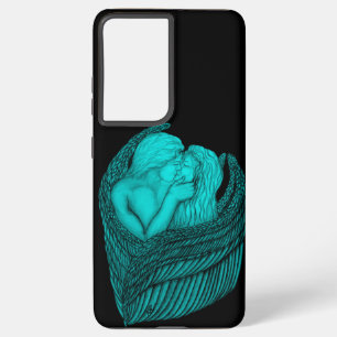 Funda Para Samsung Galaxy S21+ Besada de ángeles , diseño negro y verde