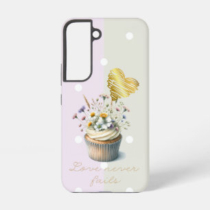 Funda Para Samsung Galaxy S22 Biblia de moda Mauve Gris Punto Floral Corazón de 