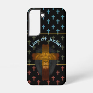 Funda Para Samsung Galaxy S22 Biblia Negra Oliva Roja Cruz Azul León de Judá
