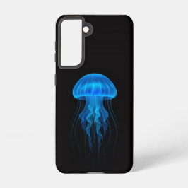 Funda Para Samsung Galaxy S21 Black 4 Luxe Galaxy S21 Case, Neon Blue Jellyfish