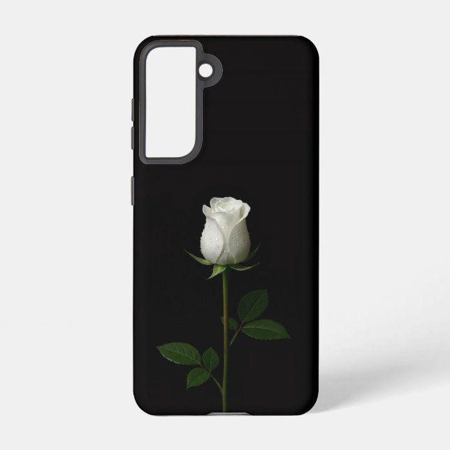 Funda Para Samsung Galaxy Black 4 Luxe  Galaxy S21 Case, Pure White Rose (Reverso )