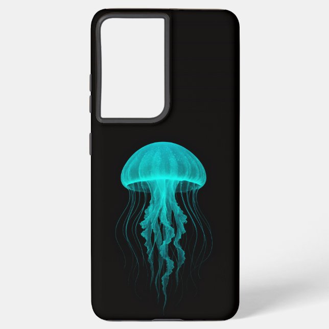 Funda Para Samsung Galaxy Black 4 Luxe Galaxy S21 Plus, Green Jellyfish (Reverso )
