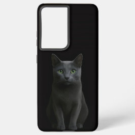 Funda Para Samsung Galaxy S21+ Black 4 Luxe Galaxy S21 Plus, Russian Blue Cat