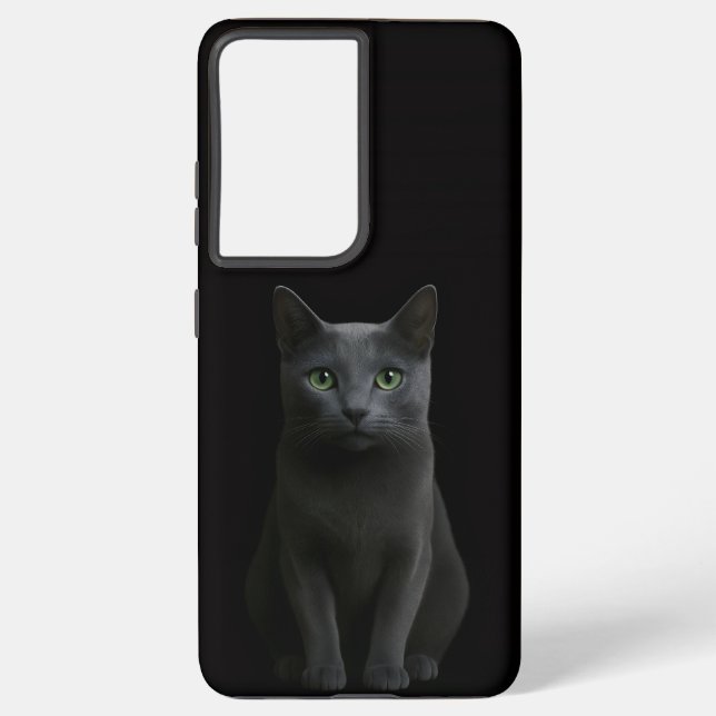 Funda Para Samsung Galaxy Black 4 Luxe Galaxy S21 Plus, Russian Blue Cat (Reverso )