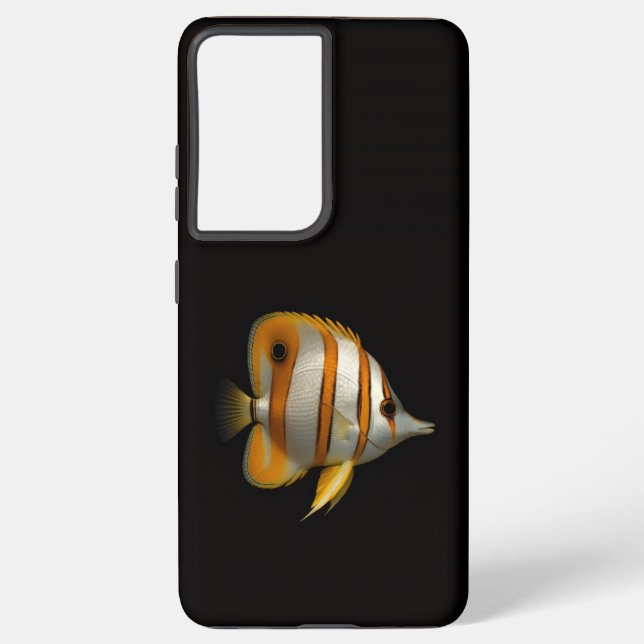 Funda Para Samsung Galaxy Black 4 Luxe Galaxy S21 Ultra, Reef Butterflyfish (Reverso )