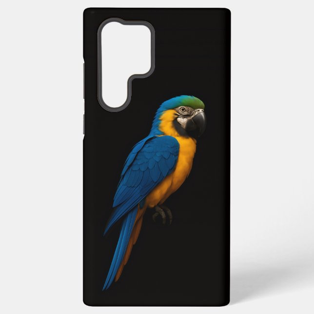 Funda Para Samsung Galaxy Black 4 Luxe Galaxy S22 Ultra, Blue Yellow Macaw (Reverso )