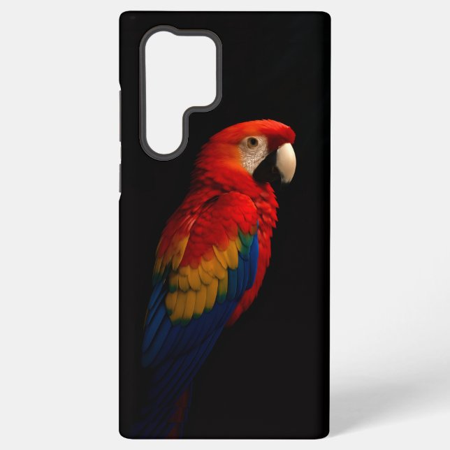 Funda Para Samsung Galaxy Black 4 Luxe Galaxy S22 Ultra Funda, Scarlet Parro (Reverso )