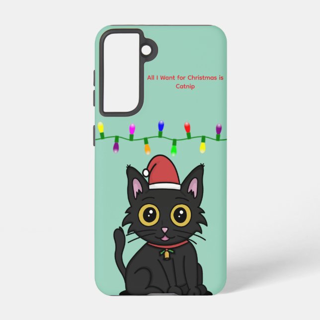 Funda Para Samsung Galaxy Black Cat Christmas Galaxy Case – Light Green (Reverso )