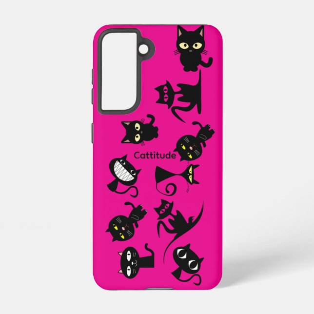 Funda Para Samsung Galaxy Black Cats Fuchsia Samsung Galaxy Phone Case (Reverso )