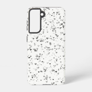 Funda Para Samsung Galaxy S21 Black & Grey Hearts Phone Case