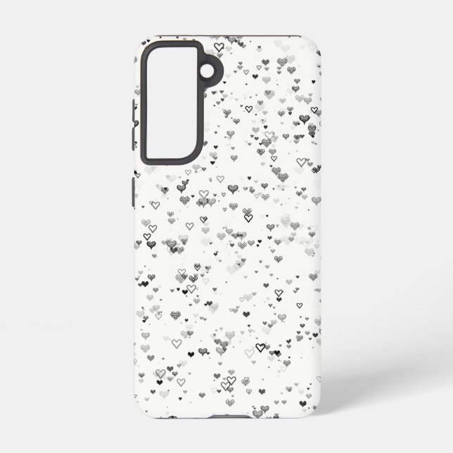 Funda Para Samsung Galaxy Black & Grey Hearts Phone Case (Reverso )