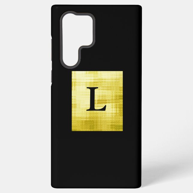 Funda Para Samsung Galaxy Black-II con paneles de oro (Reverso )