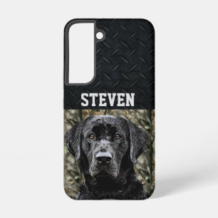 Funda Para Samsung Galaxy S22 Black Lab Camuflaje Rugged Nombre Perro Animal Mas