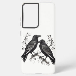 Funda Para Samsung Galaxy S21 Ultra Black Raven Pair Filigree Design