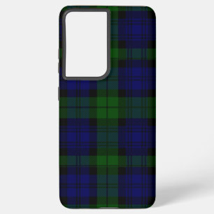 Funda Para Samsung Galaxy S21 Ultra Black Watch Tartan Blue Green Plage