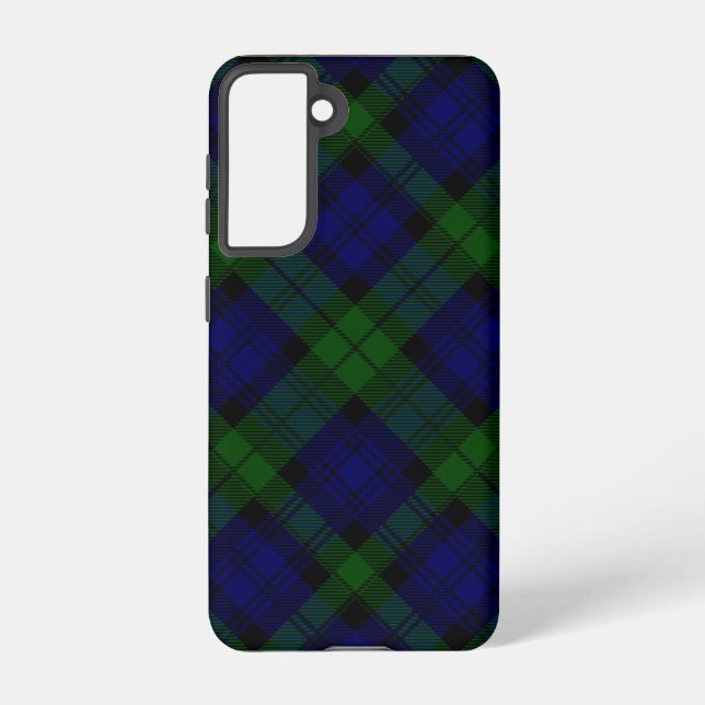 Funda Para Samsung Galaxy Black Watch Tartan Blue Green Plage (Reverso )