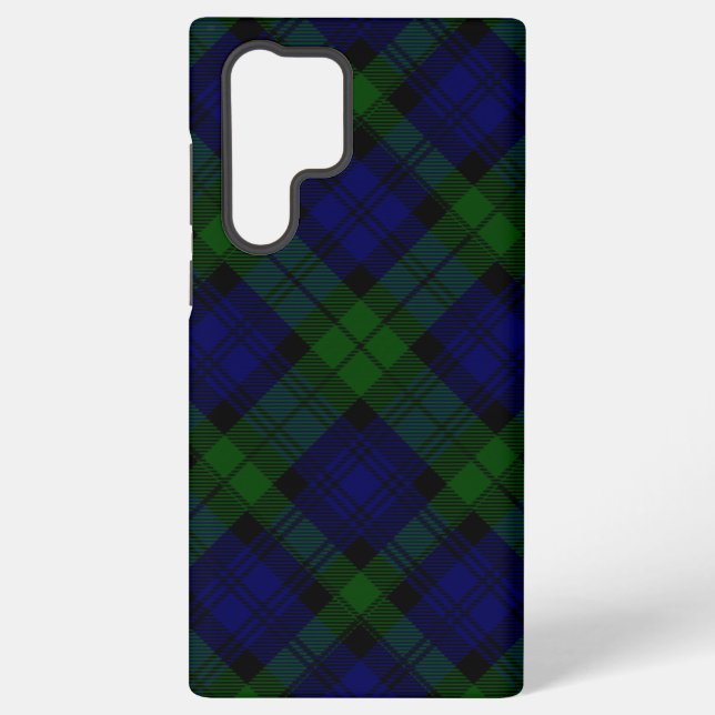 Funda Para Samsung Galaxy Black Watch Tartan Blue Green Plage (Reverso )