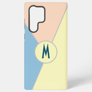 Funda Para Samsung Galaxy S22 Ultra Bloque de color azul rosa amarillo pastel monogram