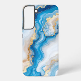 Funda Para Samsung Galaxy S22+ Blue Agate Marble with Gold Veins – Elegant